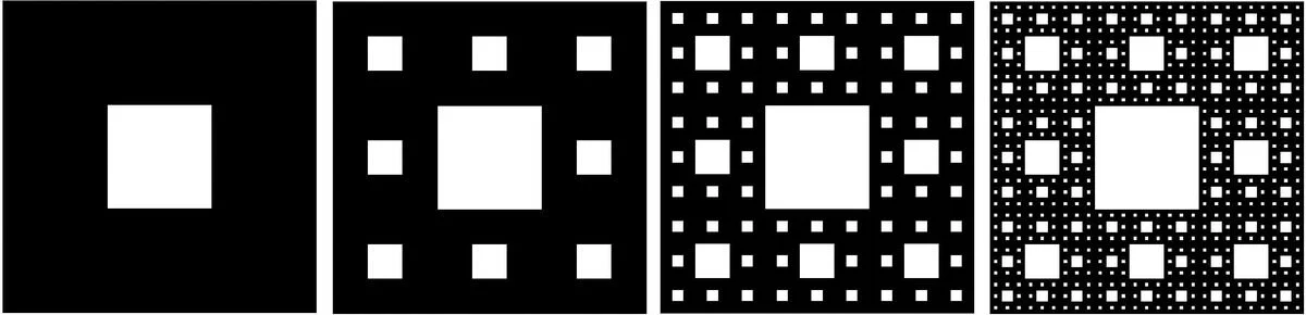 Последовательные итерации построения ковра Серпинского