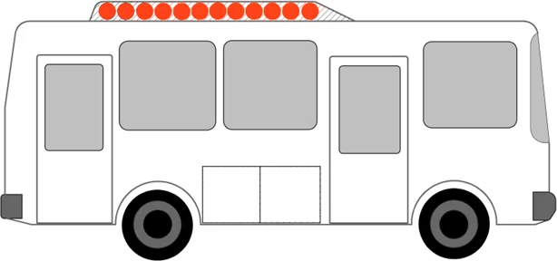 Общий вид автобуса с газобаллонной установкой на КПГ с расположением ниш на крыше.