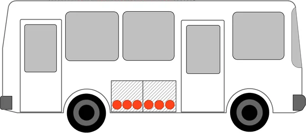 Пример установки метановых баллонов под полом автобуса.