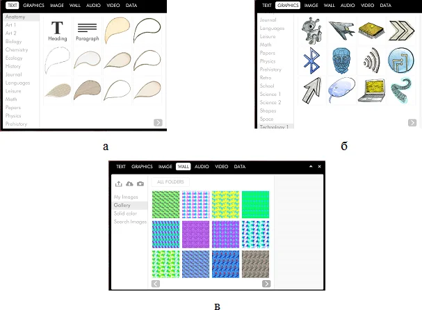 Библиотека дополнительных объектов сервиса Glogster