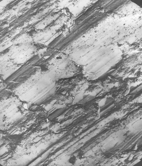 Фотографии поверхностей металлического вкладыша после трения с увеличением х2000: смазочная композиция №2