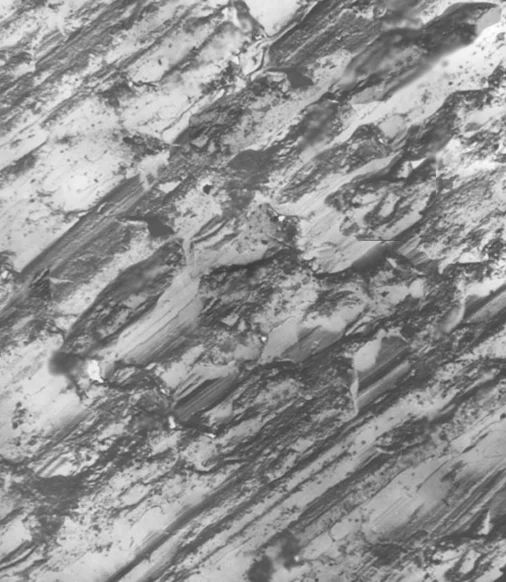 Фотографии поверхностей металлического вкладыша после трения с увеличением х2000: смазочная композиция №3