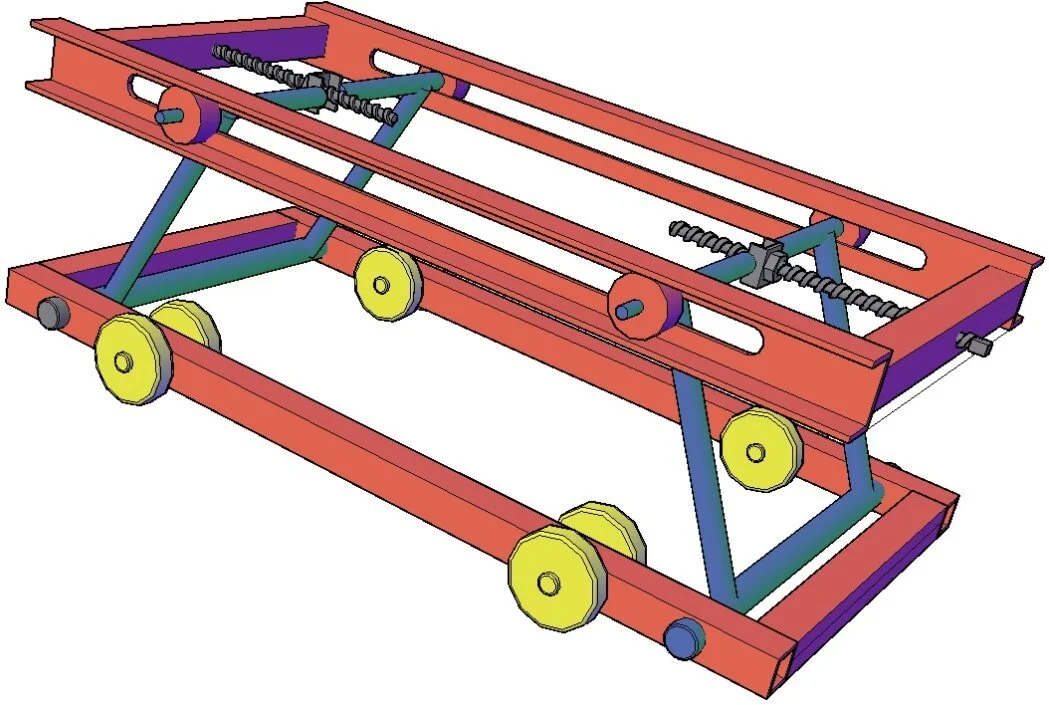 Рама лежака, установленная на ролики, вид а