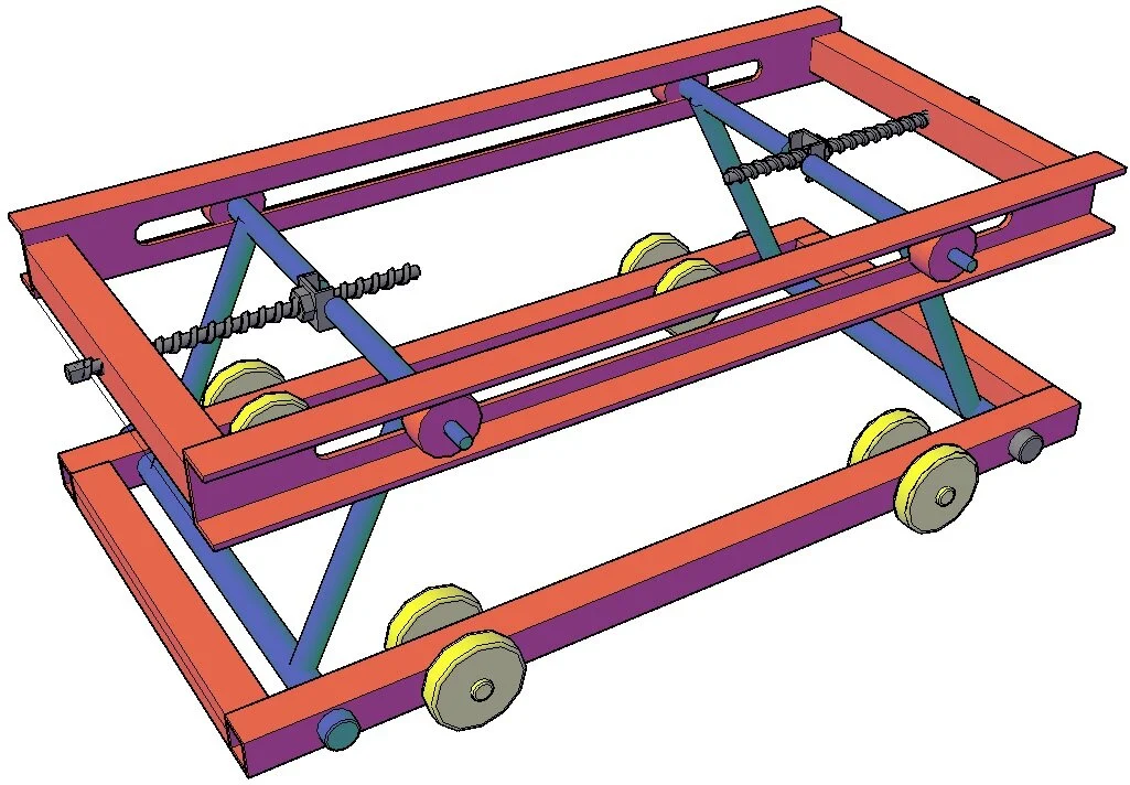 Рама лежака, установленная на ролики, вид б